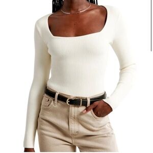 Abercrombie Long Sleeve Ottoman Squareneck Top